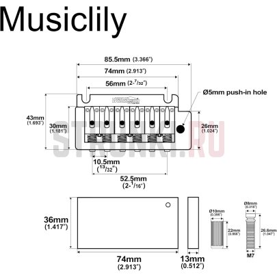 Тремоло-система Wilkinson WOV08-GD M Series, золото