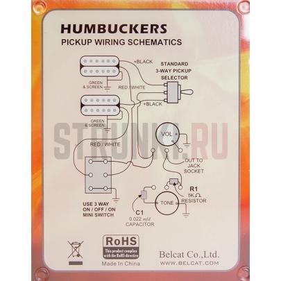 Комплект звукоснимателей, хамбакер, BELCAT BH-32-ZB, зебра