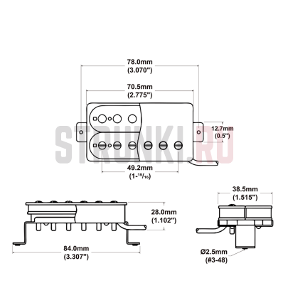 Звукосниматель хамбакер бриджевый, Roswell LVS-B, хром
