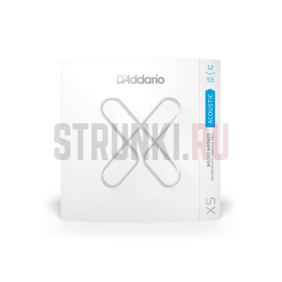 Струны для акустической гитары, бронза 80/20, D'Addario XSABR1253 XS, 12-53