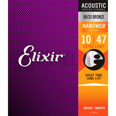 Струны для акустической гитары Elixir 11002 80-20 Bronze Nanoweb Extra Light 10-47