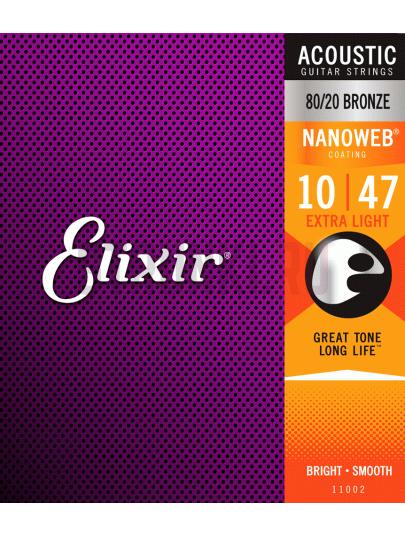 Струны для акустической гитары Elixir 11002 80-20 Bronze Nanoweb Extra Light 10-47
