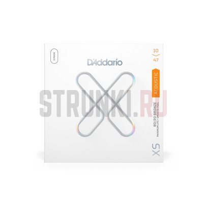 Струны для акустической гитары, бронза 80/20, 10-47, 3 комплекта, D'Addario XSABR1047-3P XS