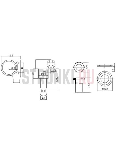 Колок одиночный HC Tuner SG221-D07, левый, хром