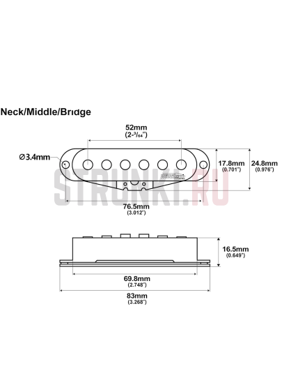 Комплект звукоснимателей синглов, SSS, Wilkinson WOHSa M Series Low Gauss, Alnico 5