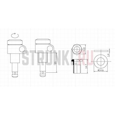 Колок одиночный, локовый HC Tuner LC721-D07 21:1, BLACK, черный, правый