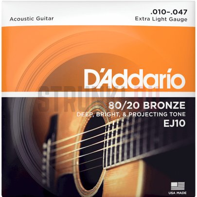 Струны для акустической гитары D'Addario Bronze 80-20 EJ10 10-47