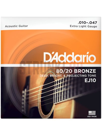Струны для акустической гитары D'Addario Bronze 80-20 EJ10 10-47