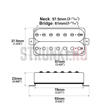 Комплект звукоснимателей для 7-струнной электрогитары, HH, хамбакер, Wilkinson WOHB7 M Series