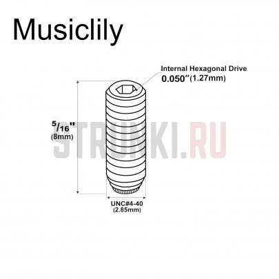 Болт регулировки высоты седел дюймовый 4-40X5/16", Musiclily MX2479BK, черный, 12,7 мм, черный