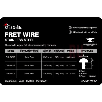 Ладовая проволока нейзильбер, 30 см, (ш 3 мм, в 1.45 мм), BlackSmith DHP-30