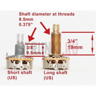 CTS (USA standart) потенциометр мини, A500K, резьбовая часть 10мм