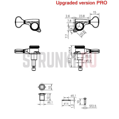 Колки 6 в линию локовые Guyker GK-501D6SP, левые, черный