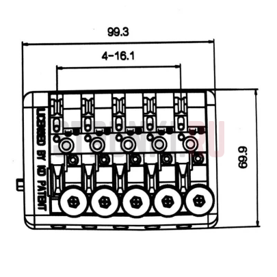 Бридж для безголовой бас-гитары, Guyker WB1005, черный