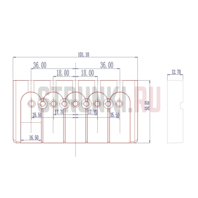 Бридж для 5-струнной бас-гитары Guyker GB507, чёрный