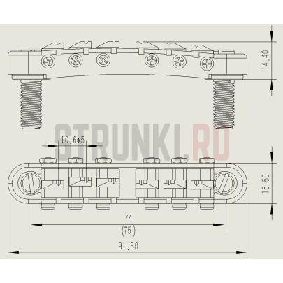 Бридж Tune-O-Matic Guyker GM001, золото