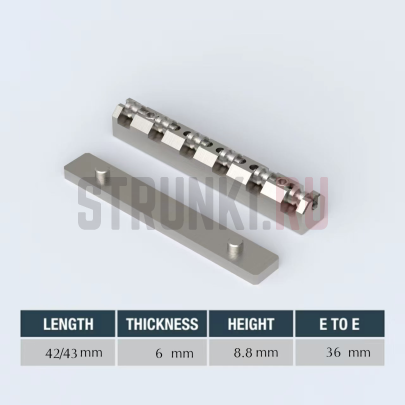 Guyker NUT-TL001-43 верхний порожек для электрогитары LP, титан (43x6x8.8)