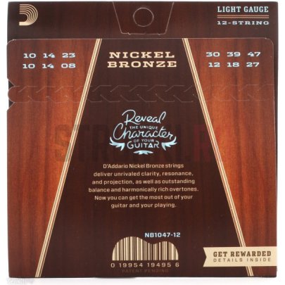 Струны для акустической гитары D'Addario Nickel Bronze NB1047-12 10-47