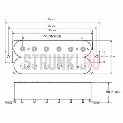 Звукосниматель хамбакер нековый Bagdasar guitars BGP411N Dark Robber 6S