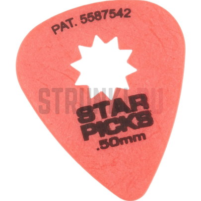Медиаторы 1 шт, толщина 0.50мм, Everly 30011 Star Pick, красный