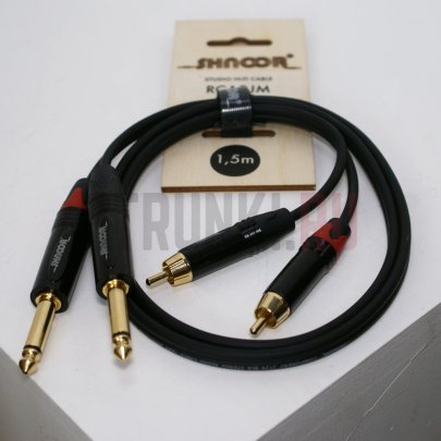 Компонентный кабель 2хRCA - 2х6,3мм моно Jack, 6м, SHNOOR RCA2JM-6m