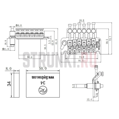 Тремоло система Floyd Rose copy FRTFR10, хром