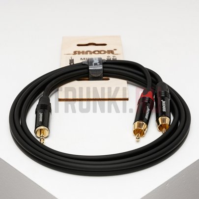 Кабель миниджек - 2 RCA с литым копусом и позолоченными контактами, 6м, SHNOOR MJ2RCA-6m Y