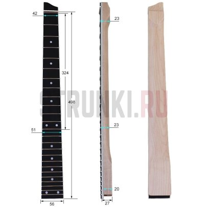 !!!УЦЕНКА!!! Гриф для безголовой гитары, кленовый, 24 лада, Bestwood M1 Headless Matte