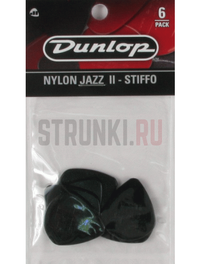 Набор медиаторов Dunlop 47P2S Nylon Jazz II, черные, 1.18 мм, упаковка 6 шт.