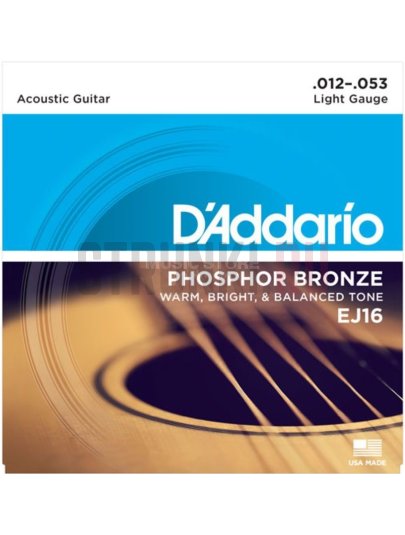 Струны для акустической гитары D'Addario Light EJ16 12-53