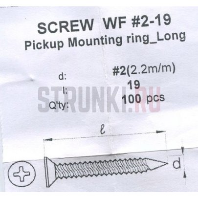 PARTSLAND WF2.2_2X19-BK, cаморез для рамок хамбакера (2.2x19mm), черный, 8 штук