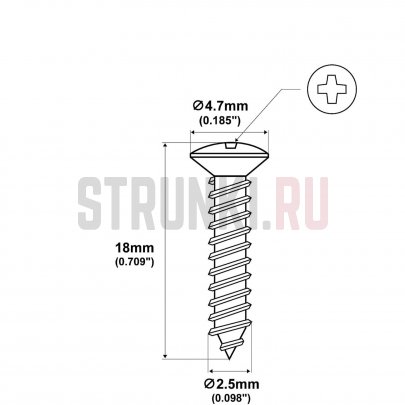 Musiclily MX3035 саморезы из нержавеющей стали для рамок звукоснимателя (2.5 x 18 мм), никель, 8 штук