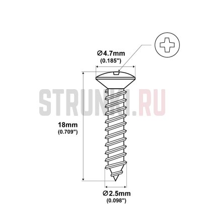 Musiclily MX3035 саморезы из нержавеющей стали для рамок звукоснимателя (2.5 x 18 мм), никель, 8 штук
