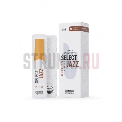 Трости для саксофона тенор, 4M (5 шт) D'Addario ORRS05TSX4M Organic Select Jazz Unfiled