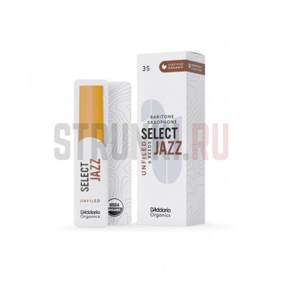 Трости для саксофона баритон, 3S (5 шт) D'Addario ORRS05BSX3S Organic Select Jazz Unfiled