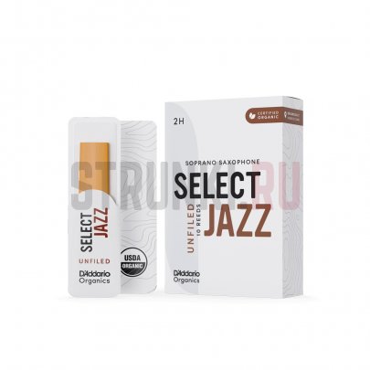 Трости для саксофона сопрано, 2H (10 шт) D'Addario ORRS10SSX2H Organic Select Jazz Unfiled