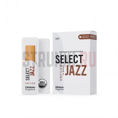 Трости для саксофона сопрано, 3M (10шт) D'Addario ORRS10SSX3M Organic Select Jazz Unfiled