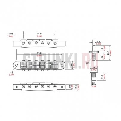 Бридж Tune‑O‑Matic TonePros T3BP‑N Locking Bridge (chrome), хром