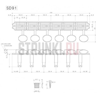 Колки 6 в линию GOTOH SD91-05M, никель