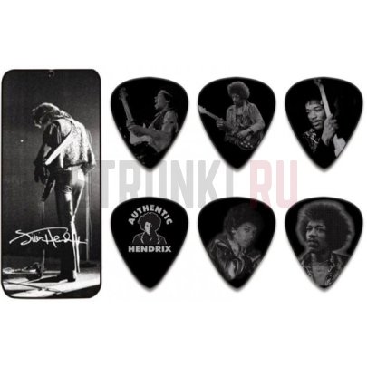 Набор медиаторов Dunlop JH-PT06M Jimi Hendrix Silver Portrait, упаковка 12 шт.