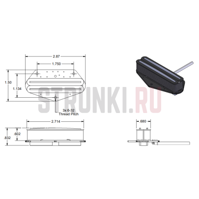 Звукосниматель Seymour Duncan Hot Rails Tele STHR-1B, хамбакер, бриджевый, чёрный
