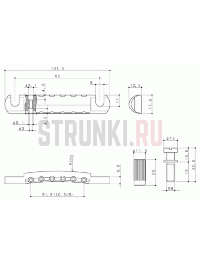 Струнодержатель GOTOH GE101A, хром