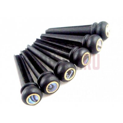 Musiclily MX0741 Втулки (бобышки) для акустической гитары. Черное дерево со вставкой из натурального перламутра 6шт.