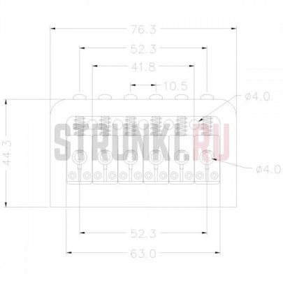 Бридж фиксированный 53 мм. Musiclily MX0826CR, хром