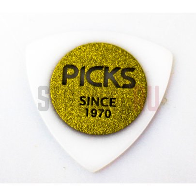 Медиатор Hosco 1SPH (Ibanez), треугольный белый, с золотым напылением, 1 мм, 1 шт.