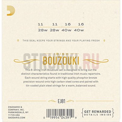 Струны для бузуки D'Addario EJ81 Irish Bouzouki 11-40