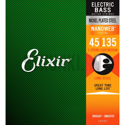 Струны для бас-гитары Elixir 14207 Nanoweb Light-Medium 45-135