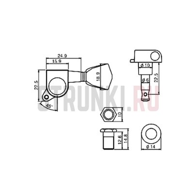 Колки 3+3 Paxphil J-04-3+3-BK Gibson style, черные