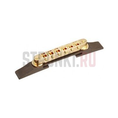 Бридж для полуакустической гитары HOSCO F-2821E, основание из эбони, позолота