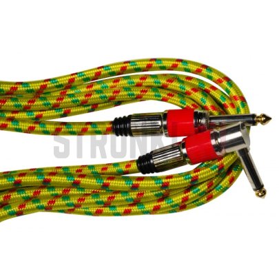 Кабель инструментальный STANDS & CABLES GC-110-3 в тканевой оплетке, 3 м (прямой-угловой)